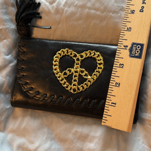 Vintage Betsey Johnson genuine leather wallet chain heart rare - Picture 5 of 5